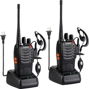 Baofeng Walkie Talkies 888S Rechargeable Long Range with Earpieces for Adults, 16 Channel Professional Radio Handheld Two Way Radios Li-ion Battery and Charger Included
