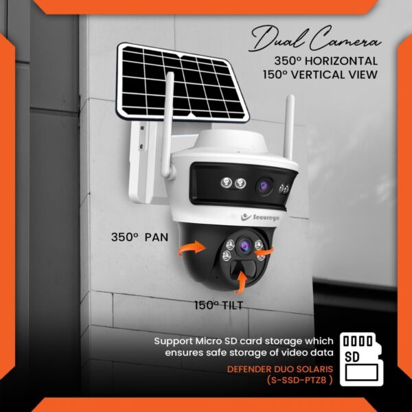 Secureye 4G/5G Dual Lens Solar CCTV Camera -Solaris| Wireless Outdoor Security Camera | 350° PTZ, 2-Way Talk, Motion Detection | SD Card & Cloud Storage | Waterproof Solar-Powered Surveillance - Image 2